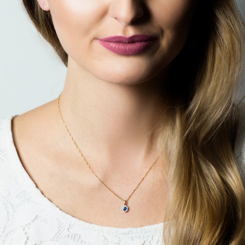 Zawieszka Savicki: złota, diamenty, niebieski szafir